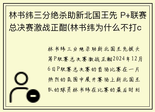 林书纬三分绝杀助新北国王先 P+联赛总决赛激战正酣(林书纬为什么不打cba)